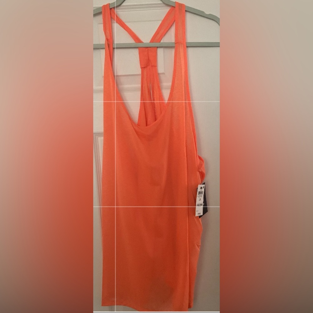 Ideology Vented Back Tie Hem Resort Coral Sport Women's Tank Top 3X